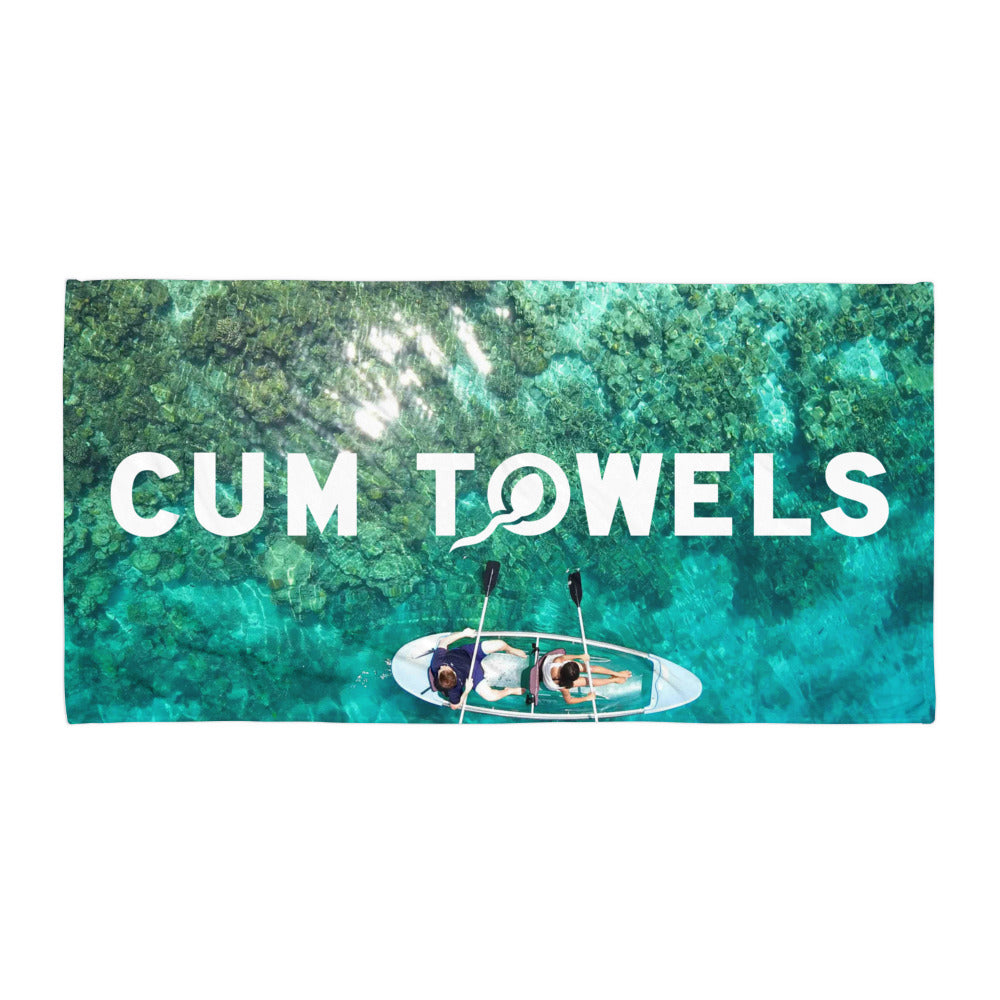 Kayaker Paradise Beach Towel, Top of Towel Mockup